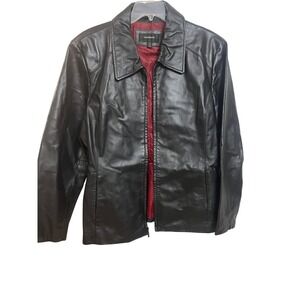 Colebrook Black Genuine Leather Zip Front Jacket XL Classic Style